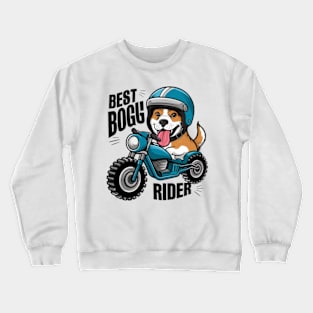 Cartoon dog riding a motorcycle best boggy rider Crewneck Sweatshirt